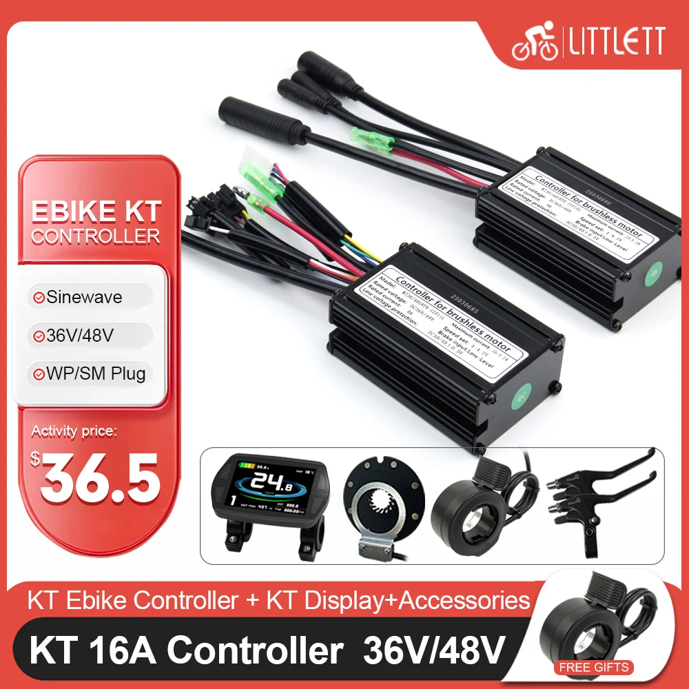 

Ebike KT Sinewave Controller 36V 48V 16A with Light Function LCD TF01U Display 250W/350W For Electric Bike Conversin Kit Parts