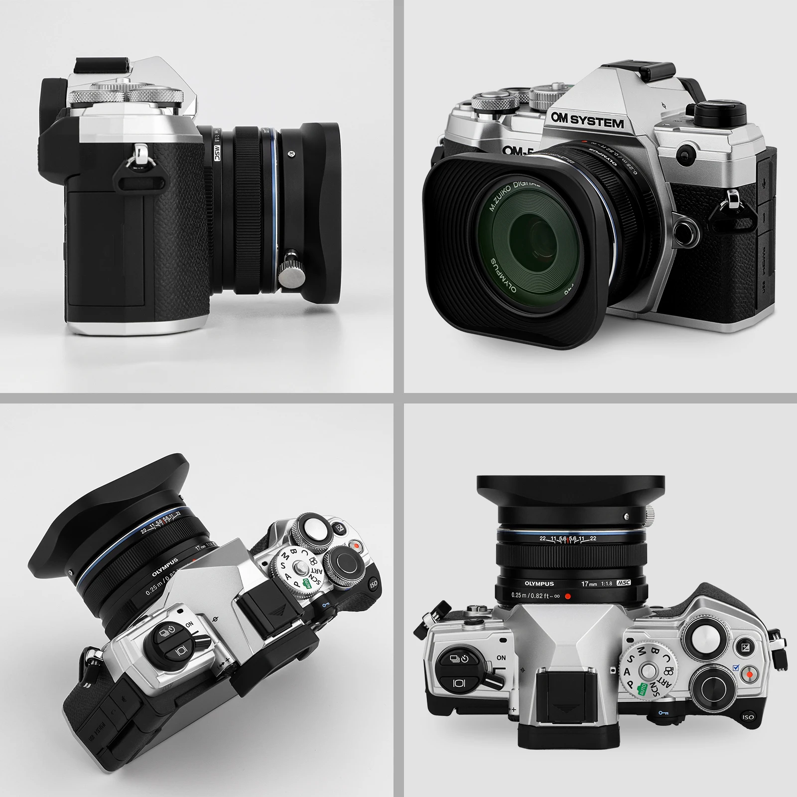Haoge LH-F48Bオリンパス用スクエアメタルレンズフードシェードm.zuiko
