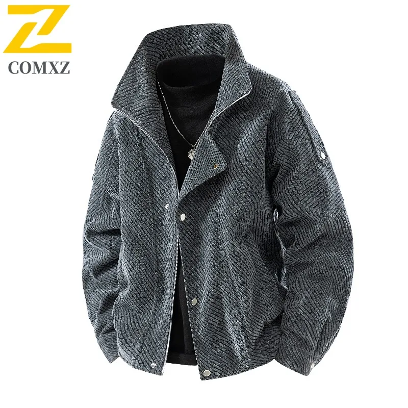 سترة واقية للرجال من COMXZ سترة هونج كونج بياقة واقفة كاجوال للمشي العصرية والسفر والسباق معطف يومي عالي الجودة