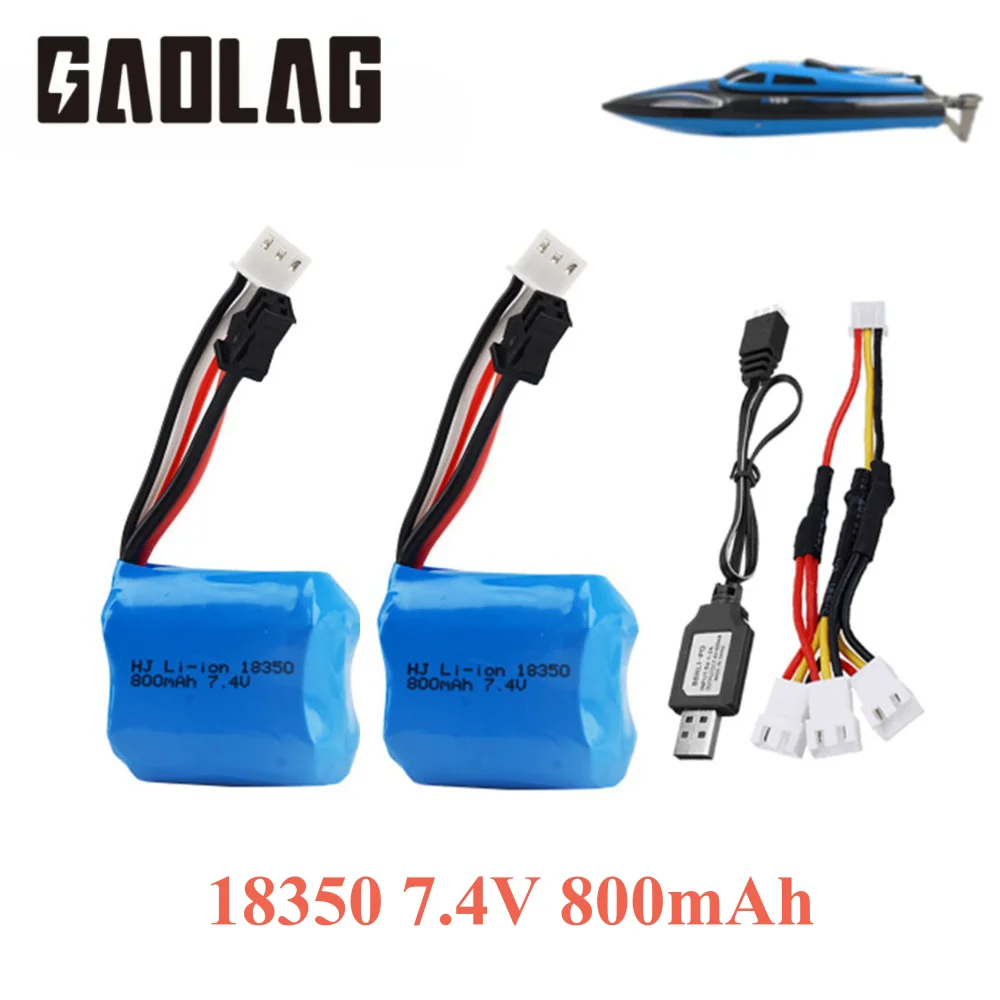 Akumulator 7,4 V 800 mAh 18350 i ładowarka USB do H100 H102 H106 JJRC S1 S2 S3 S4 S5 Szybka łódź RC Akumulator 7,4 V