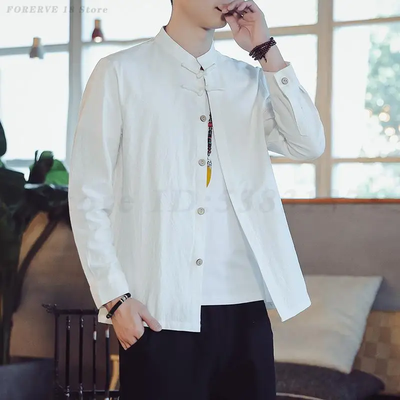 

Large Size Male Tang Suit Top Coat Loose Casual Jacket New Chinese Tradition Button Up Men Clothes Kungfu Jackets Uniform Blouse