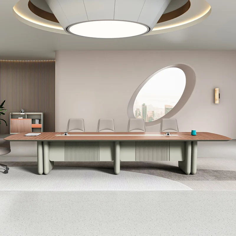 

Simple Modern Light Luxury Large High-End Lacquered Wood Conference Table Long Negotiation Table