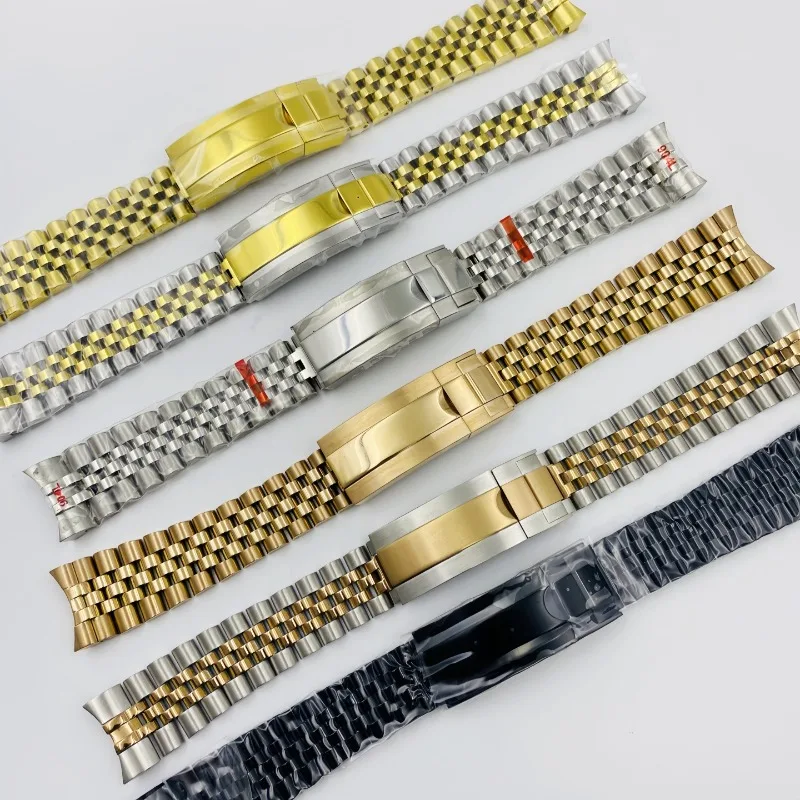 

Modified for NH35 watch accessories, stainless steel strap 20MM fine-tunable strap, five-bead strap, folding buckle