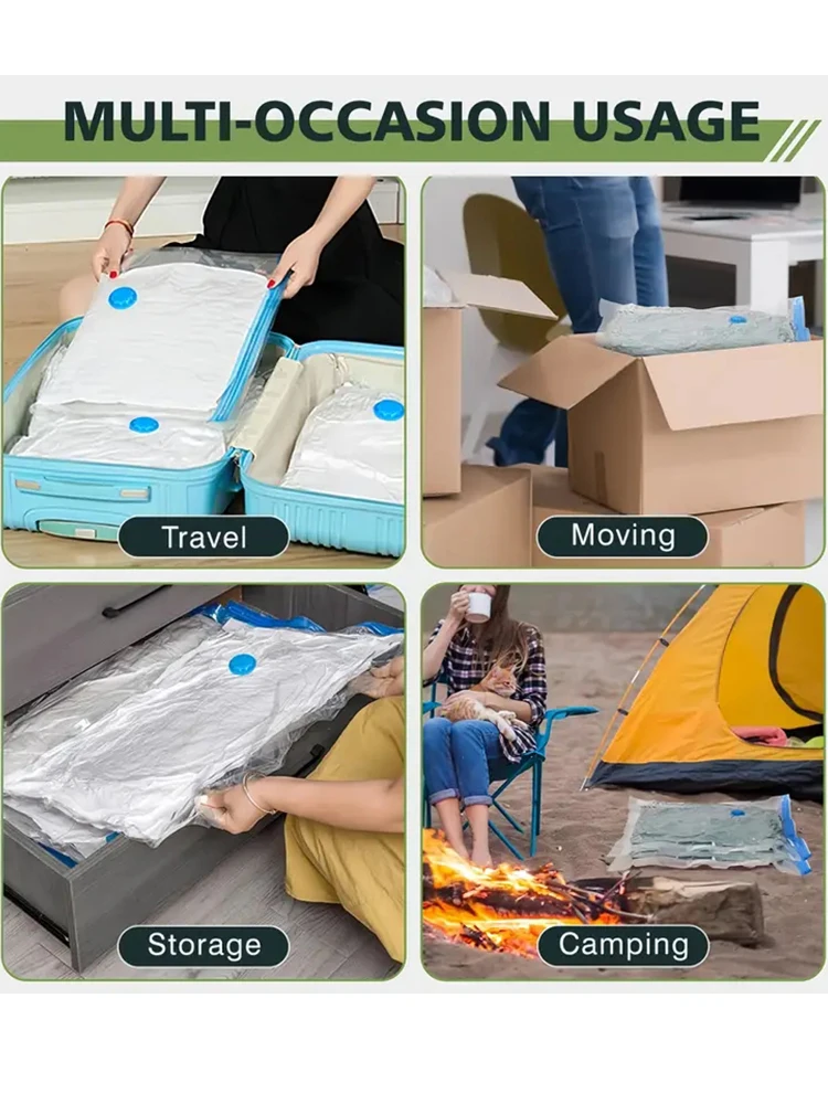 6Pcs Thick Rectangular Zipper Vacuum Bags W/Electric Pump, 110V US Plug Seal Bags: Ideal for Space-Saving Clothes/Bedding, Quiet