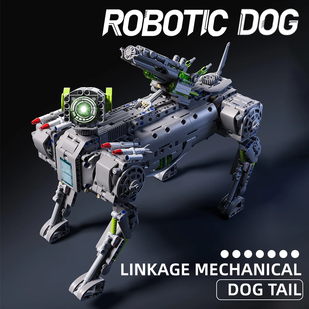 

Robotic Dog Rotatable Neck Mechanical Building Blocks Puzzle DIY Assembly Bricks Toy for Kids and adults Birthday Holiday Gifts
