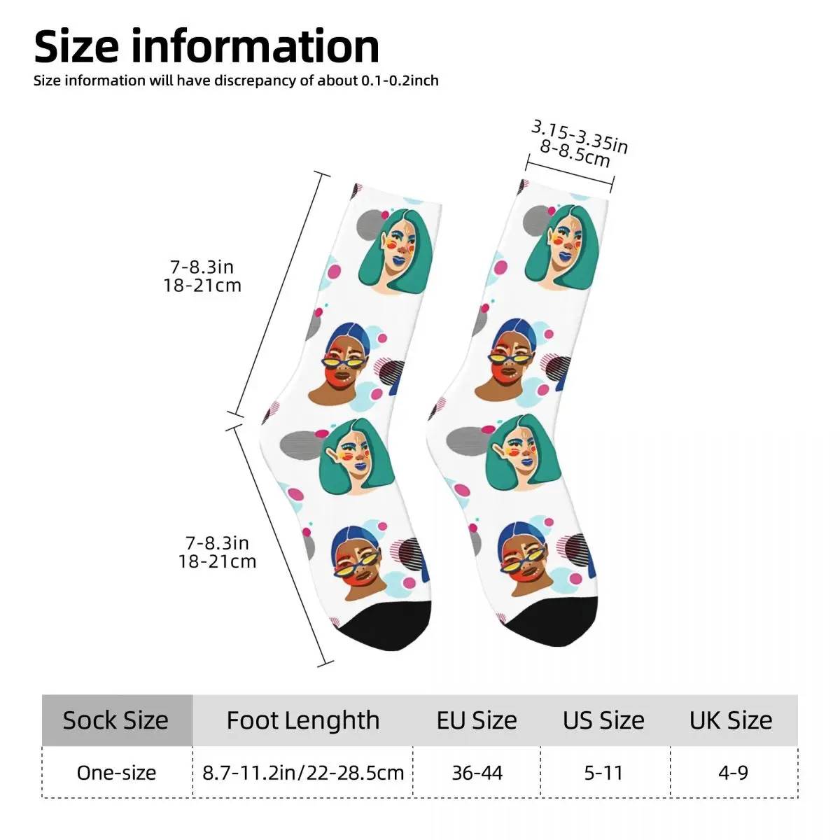 Vintage Faces Men's compression Socks Unisex Street Style Pattern Printed Novelty Crew Sock