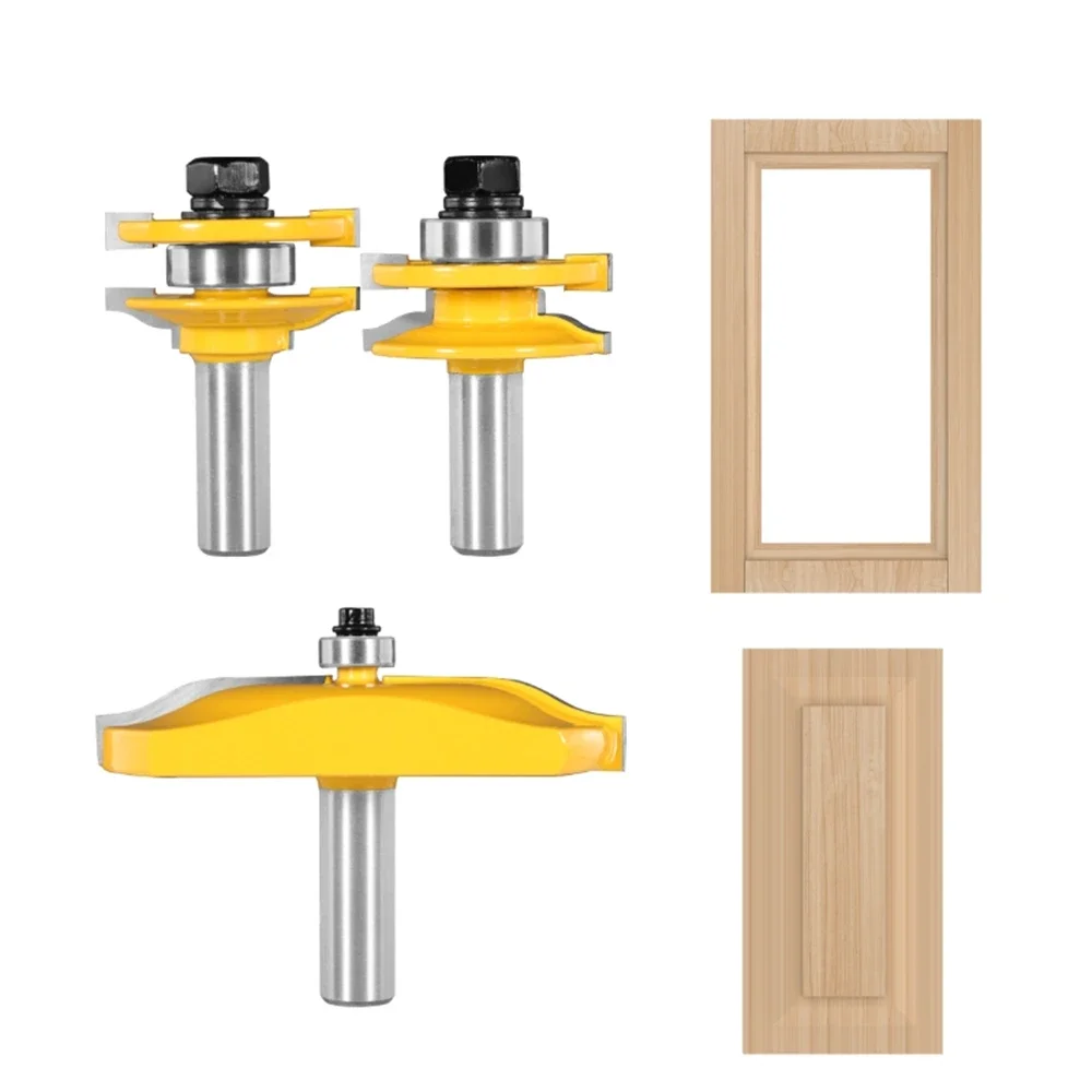 3PCS 12mm 12.7mm Stile&Rail Assembles-Roman Ogee Bit Cove 1-3/4 Router Bit Woodworking Milling Cutter for Wood Bit Face Mill