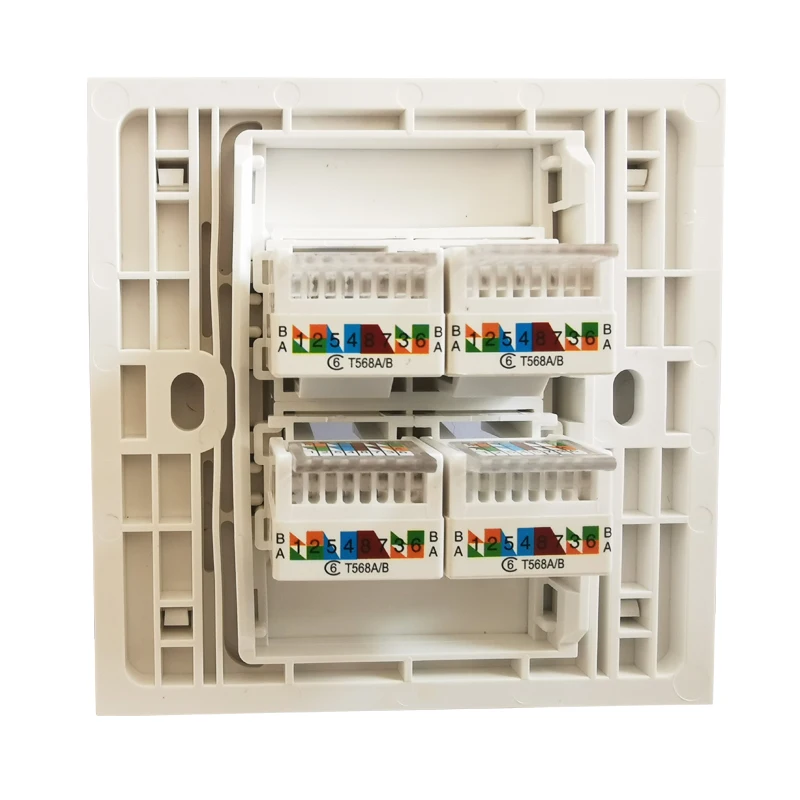 4 Ports RJ45 CAT6 CAT5E Internet LAN Frontplatte Outlet Panel In Weiß Für Office Home Schule PC Computer