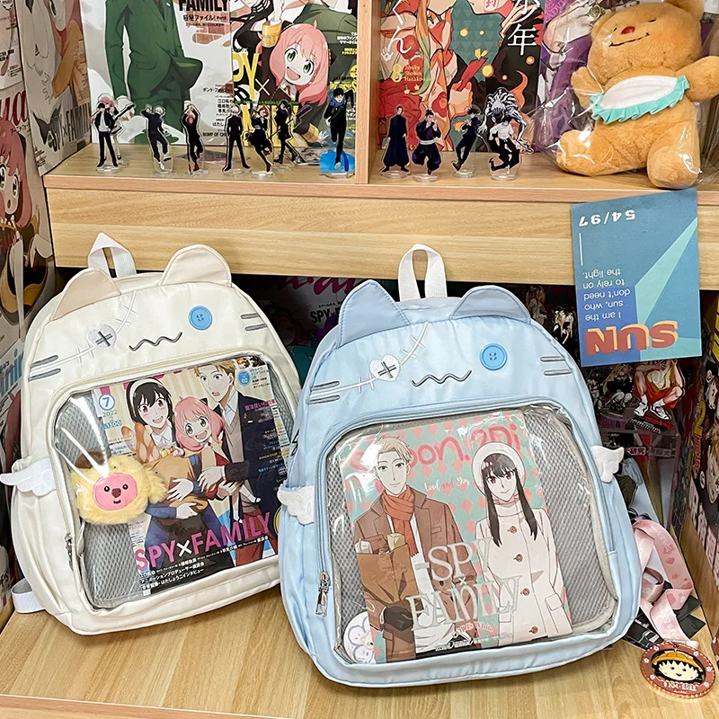 Cute Anime Cartoon Shoulder Bag New Transparent Pocket Backpack Girl Kawaii Knapsack Student Bag Packet Kids Gifts Toys