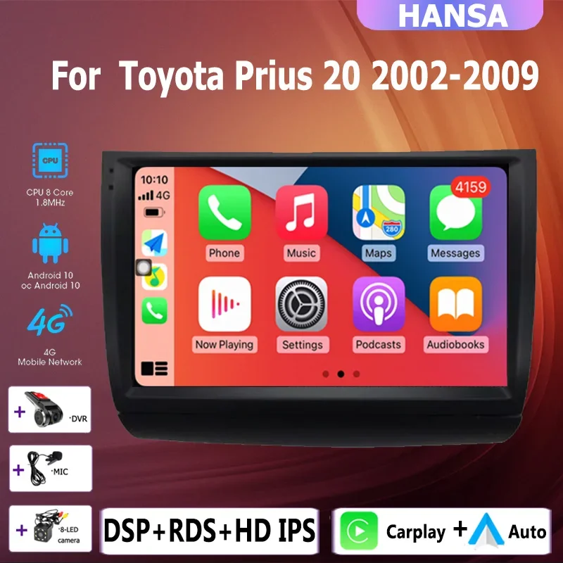 

2 DIN 4G+64G Android 10 Car Radio Multimedia Player Auto Carplay GPS Navigation HD IPS NO DVD for Toyota Prius 2002 -2009 2006