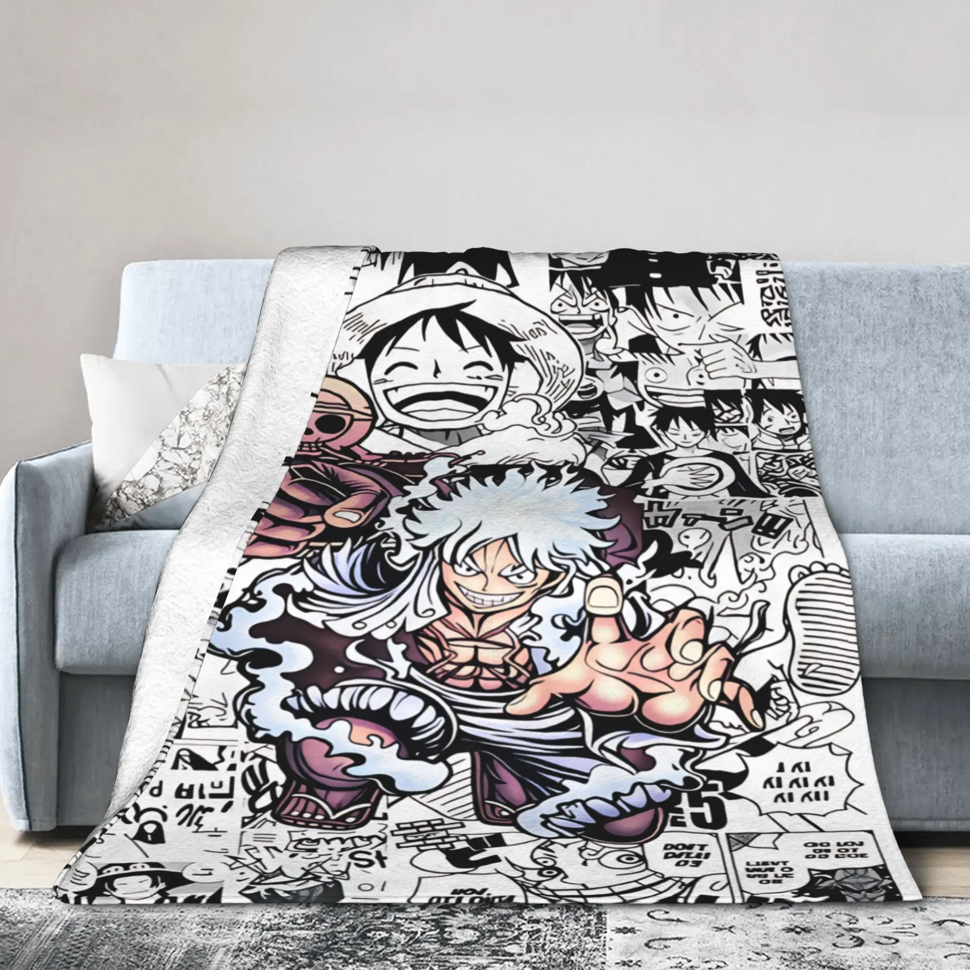 Manta de Anime One Piece Luffy Gear Five, Cálida y Suave, para Invierno, para Niñas y Niños, para Dormitorio, Estilo Urbano