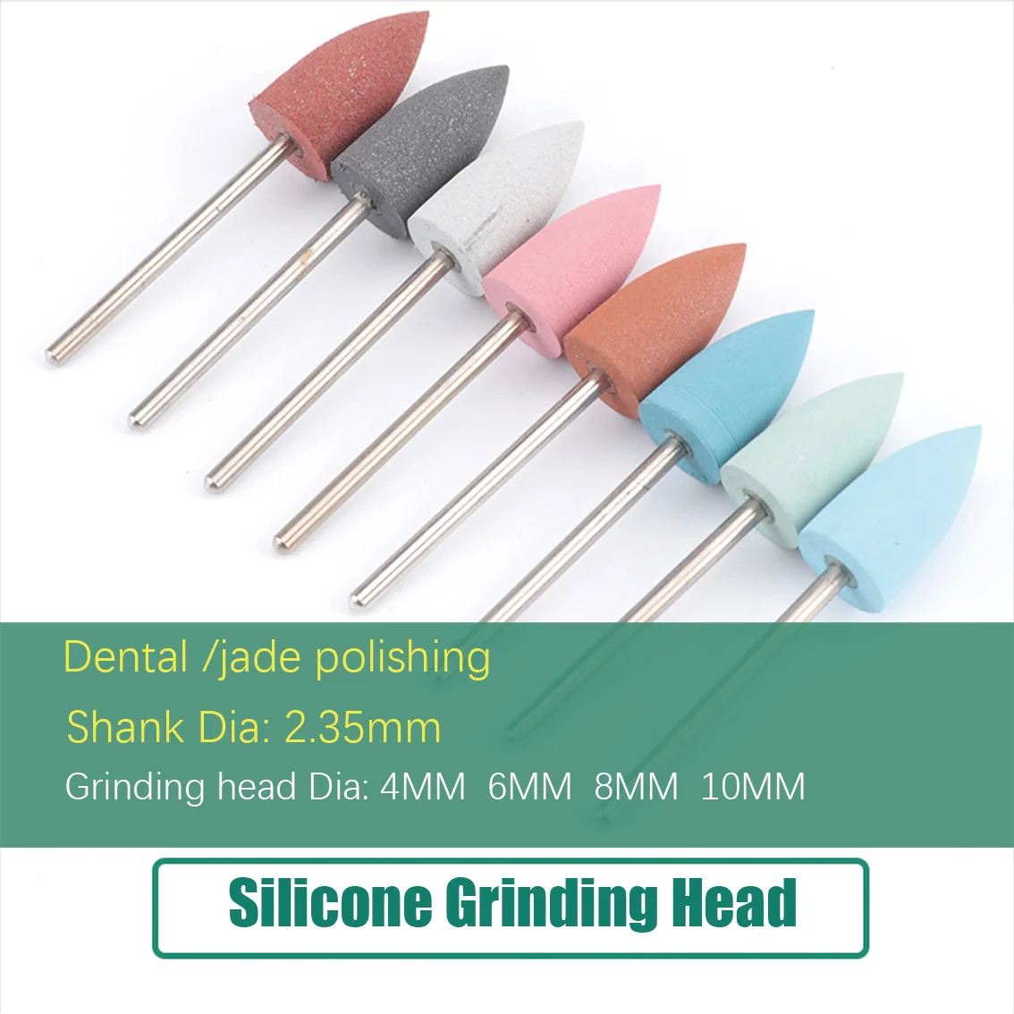 

5/10Pcs/set Silicone Rubber Grinding Head Jade Polishing Teeth Whitening Equipment 2.35mm Dental Silicone Rubber Polishers Burs