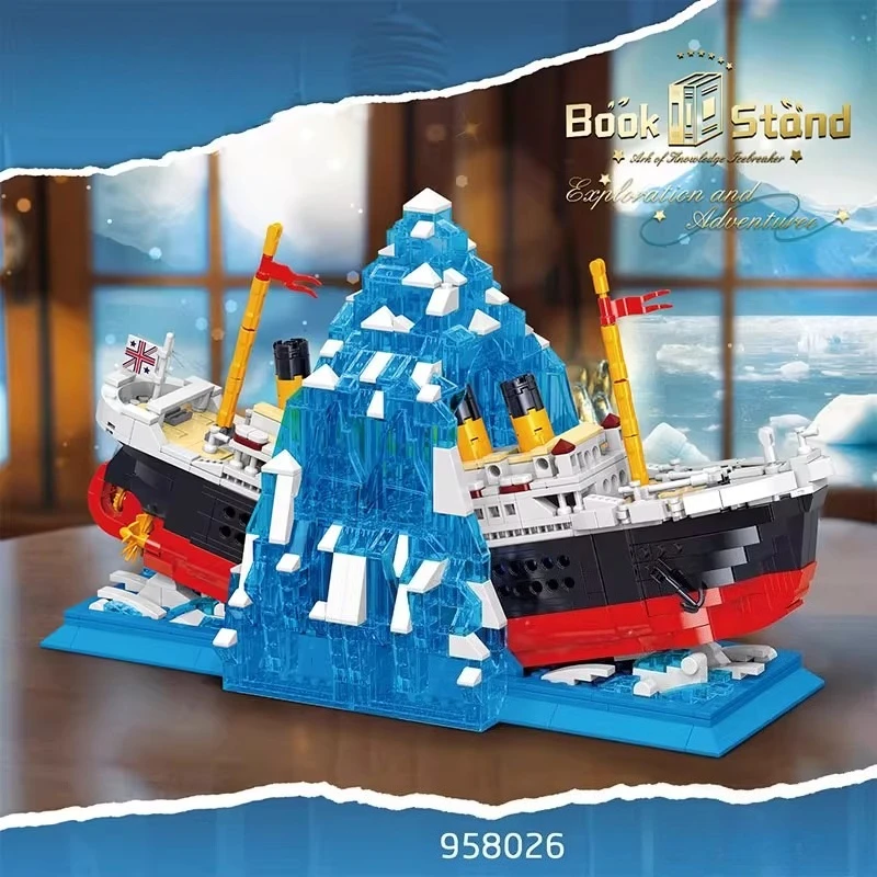 

Nick Iceberg Bookend, строительные блоки, креативный корабль ручной работы, головоломка, собранная игрушка, настольный орнамент, коллекционная модель, подарок на день рождения