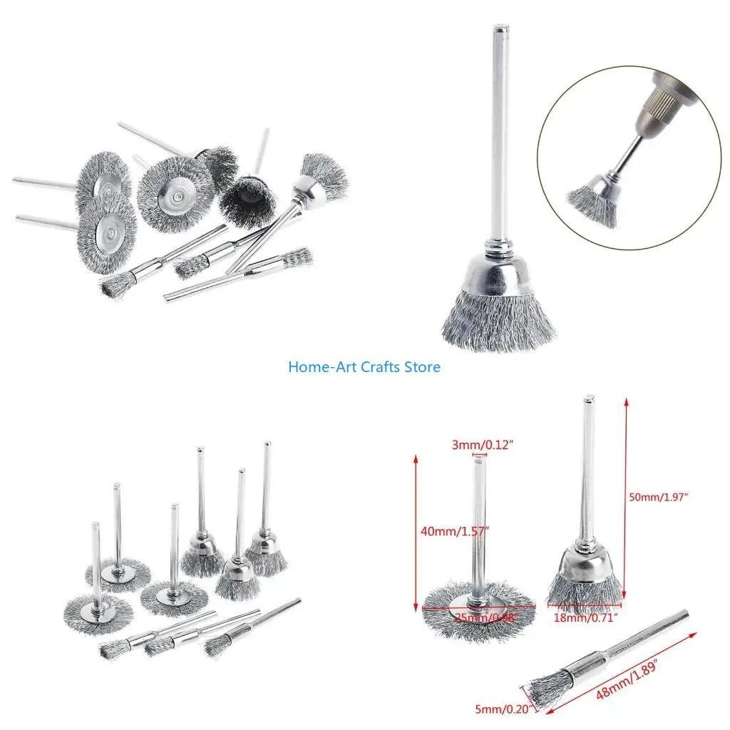 Y3NA 9 Steel Brush Wire Wheel Brushes Die Grinder Rotary Electric Tool for Engraver