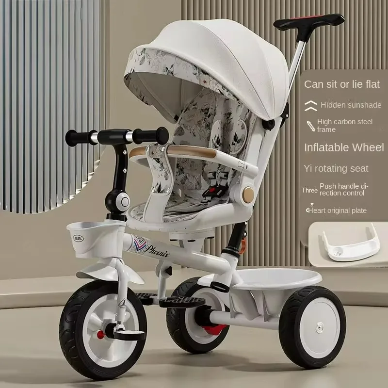 Poussette Multifonctionnelle Anti-eness pour Enfant, Vélo à Trois Roues, Légère et Confortable, Peut Être Poussée et Montée