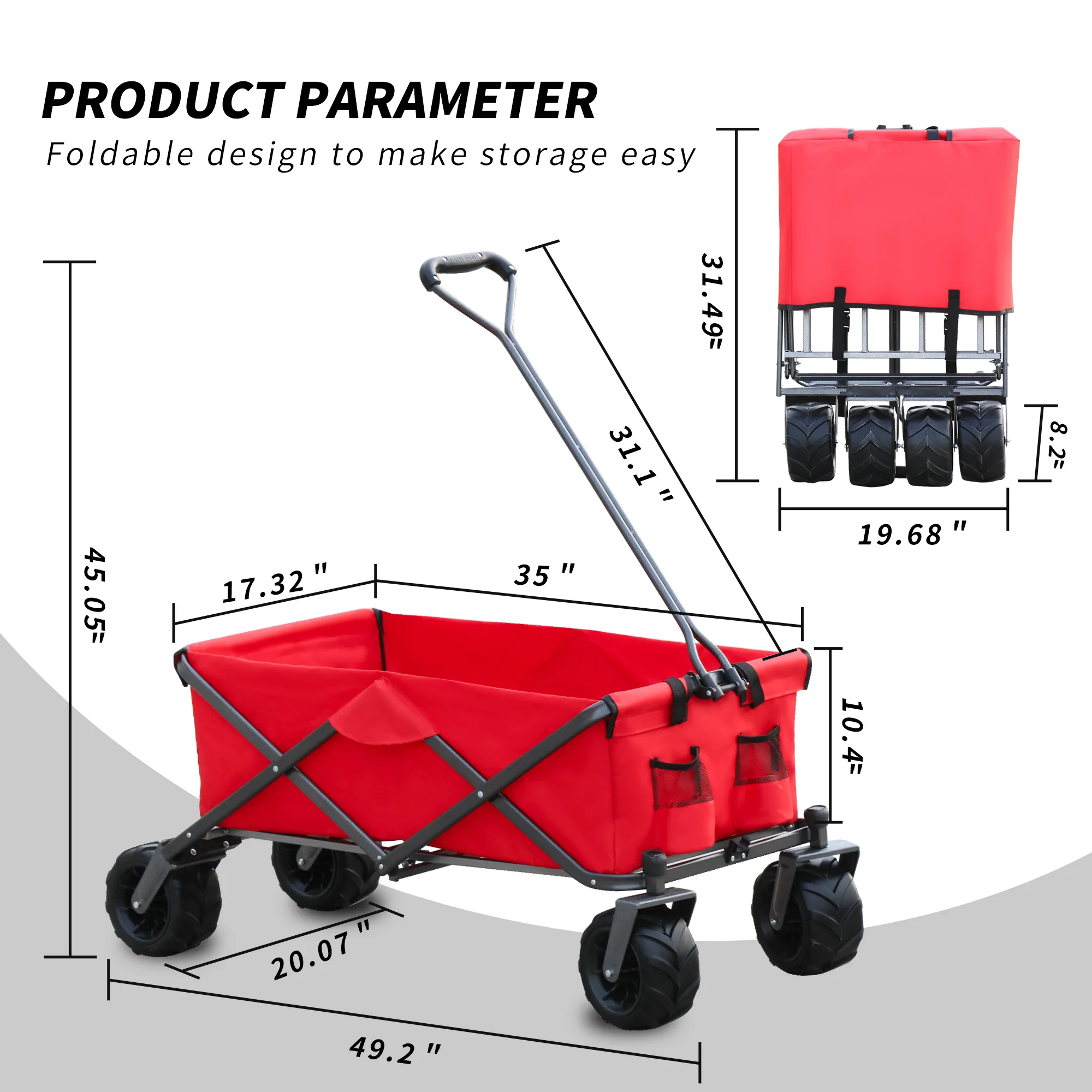 Garden Collapsible Beach Trolley Camping Folding Wagon Folding Trolley Made in China 2024 Hot Sale