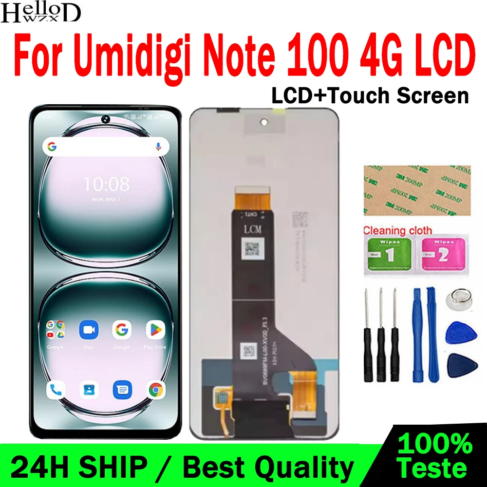 LCD 100% original + tela de toque digitalizadora para Umidigi Note 100 Note100A, módulo de reparo de celular, peça de substituição.