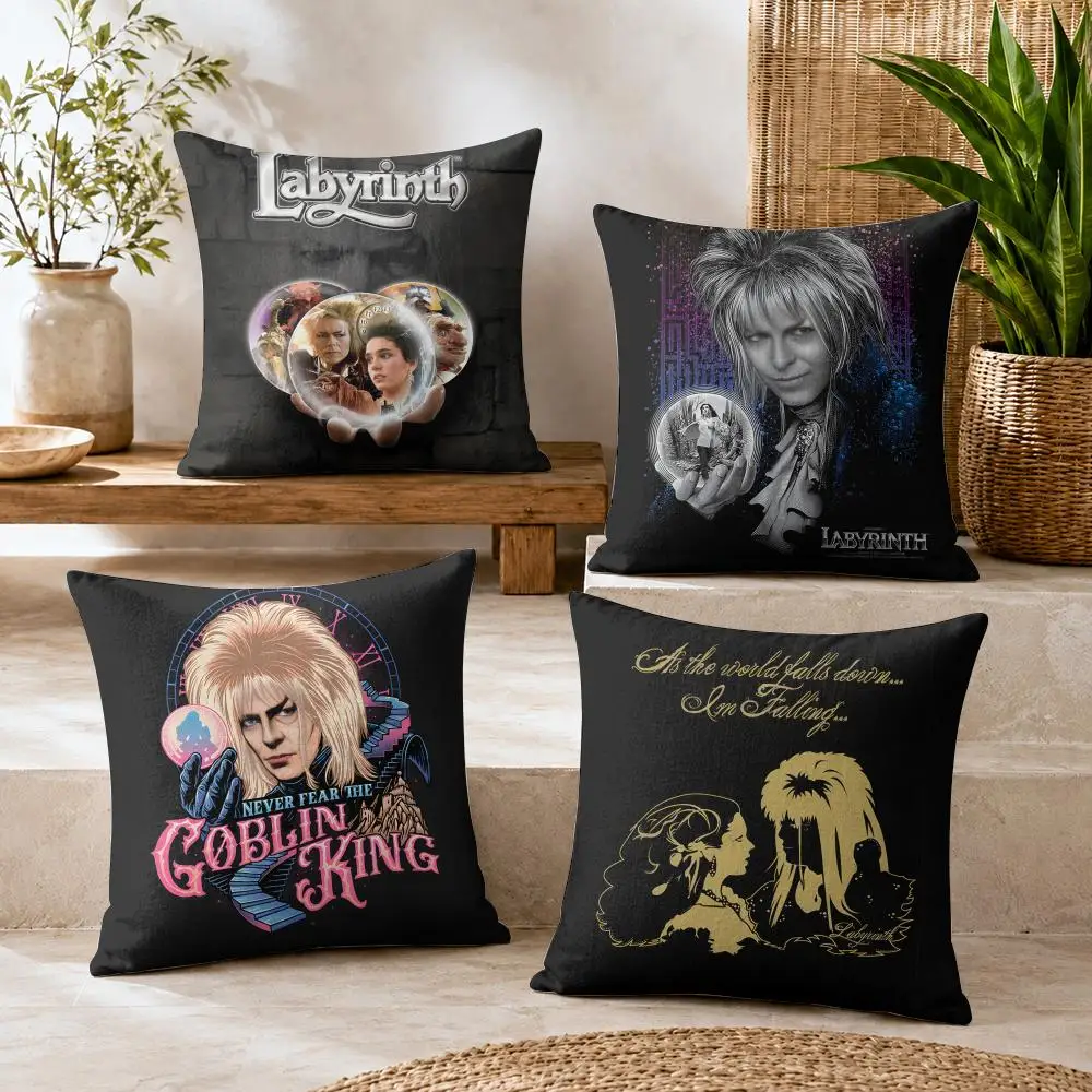 Fantasy Film L-Labyrinth Cushion Cover Natural Linen Organic Fabric Double-Sided Printing Breathable For Decor