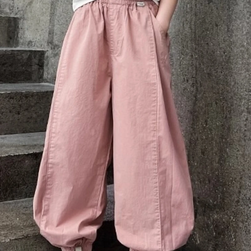 

2026 Girls‘ Loose Fit Cargo Pants for Spring, Casual Sporty Trousers for Kids, Trendy Breathable Bottoms New Arrival