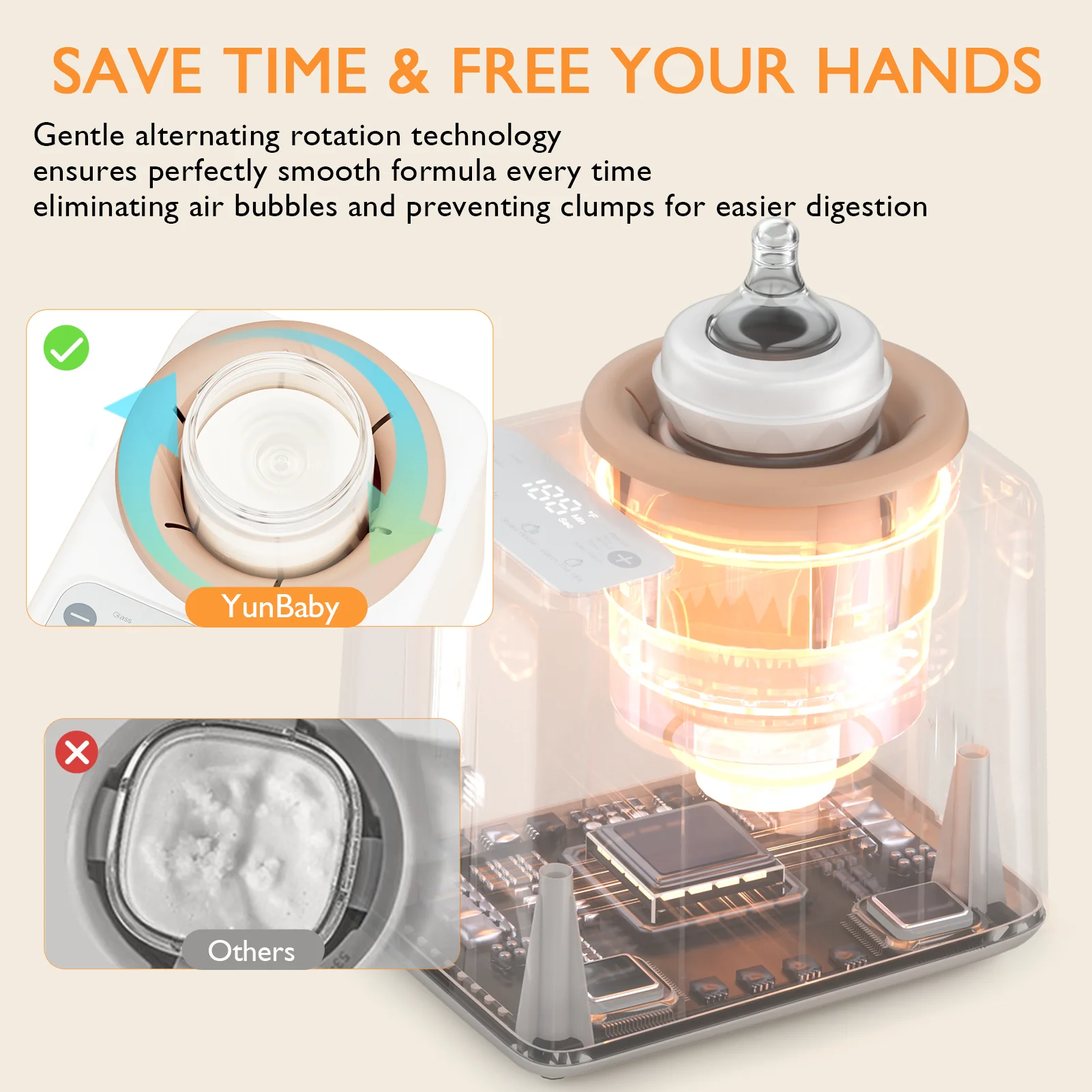 جهاز تسخين الزجاجات الدوارة بدون ماء من YunBaby - تسخين سريع، متساوي، هادئ، مدمج، سهل التنظيف لجميع الزجاجات #6