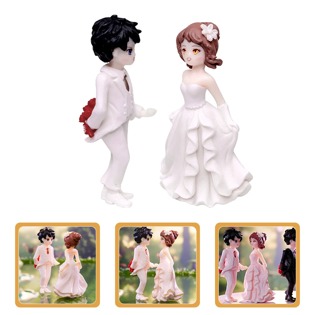 

1 set 1 Set Wedding Couple Figurines Romantic Bride Groom Statue Cake Wedding Decor Desktop Small Valentine'S Day Gift