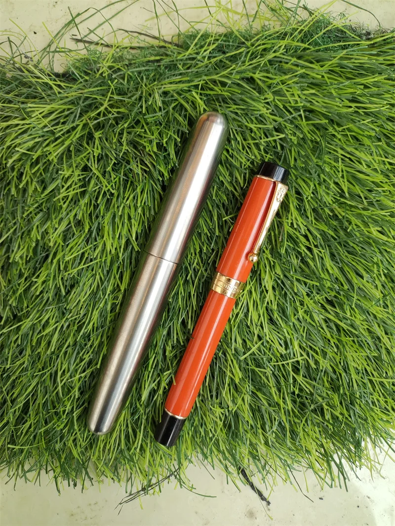 Titanium Alloy Giant Torpedo Shape Cigar Shape Fountain Pen Jinhao NO.8 Signature Pen with Titanium Alloy Ink Converter Gift