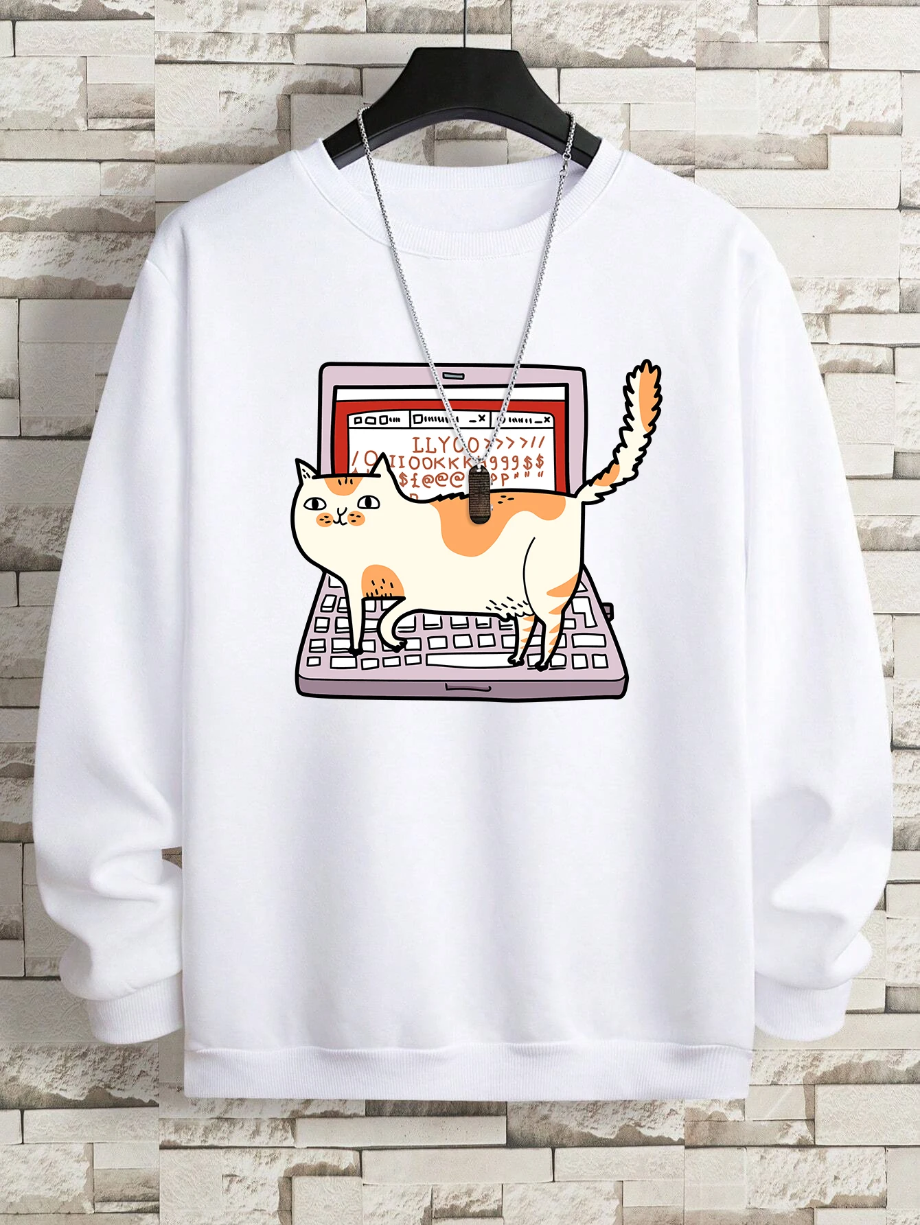 Troublemaking Cat Prints Men Hoodies Loose Comfortable Crewneck Sweatshirt Autumn Fleece Warm Pullover Man Female Streetwear