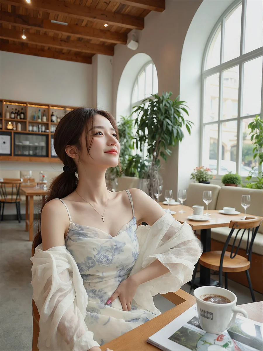 فساتين شيفون صغيرة مُزينة بالزهور باللون الأزرق السماوي للنساء مزينة بطبقات كشكشة للكلية حديثة وبسيطة فنية أنيقة مرقعة أنثوية