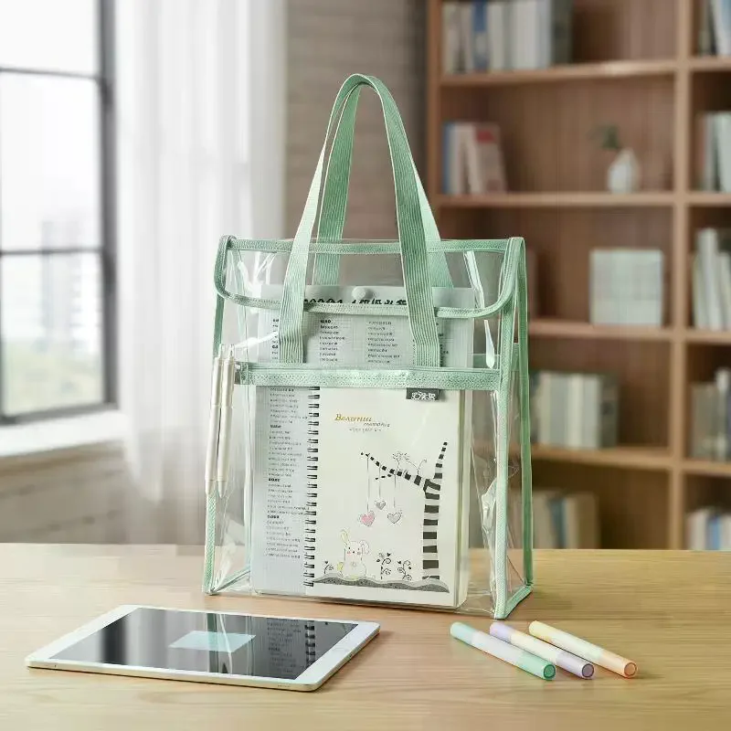 

Transparent PVC A4 File Bag Waterproof Zipper Handbag Large Capacity Student Tutoring Bag Maternity Document Organizer Portable