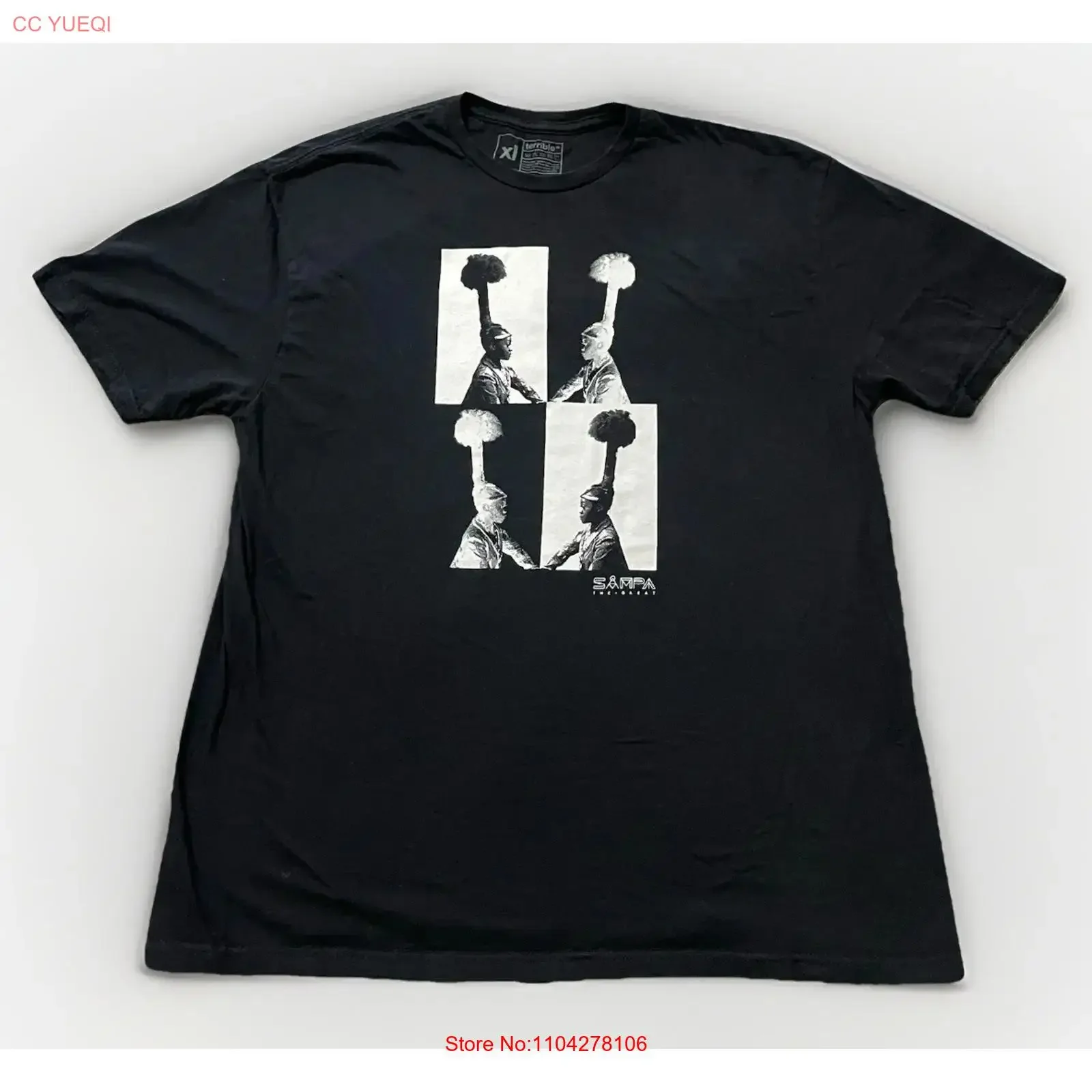 Camiseta Sampa The Great 2023 Tour XL Terrible Records Negra, Rara, Vintage, Lavada, con Gráficos Elegantes, Elástica y Versátil