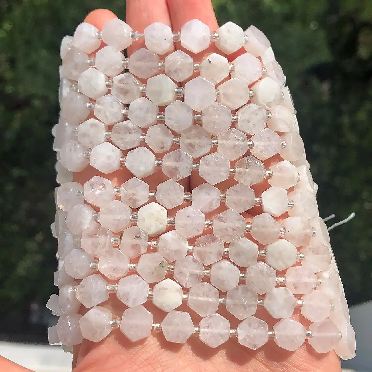 Natural White Jade Stone Beads DIY Polygon Bracelets Necklace Spacer Loose Beads for Jewelry Making Crafts Supplies 7.5/15 inch