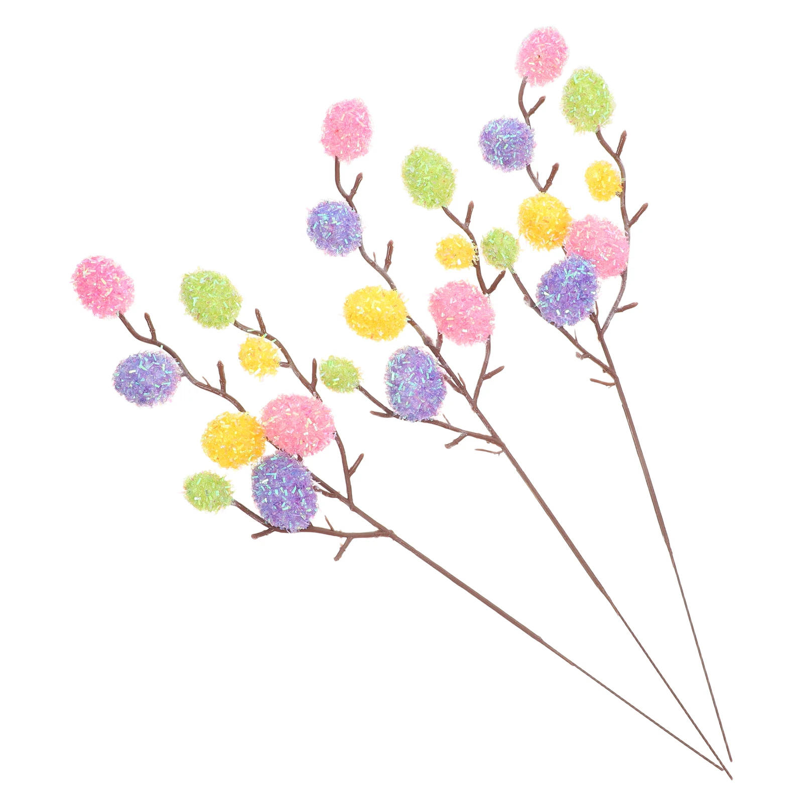 

3pcs Easter Egg Picks Artificial Crafts Vine Decor Branch Ornaments Stems Decorations Indoor Festive Realistic Arrangements