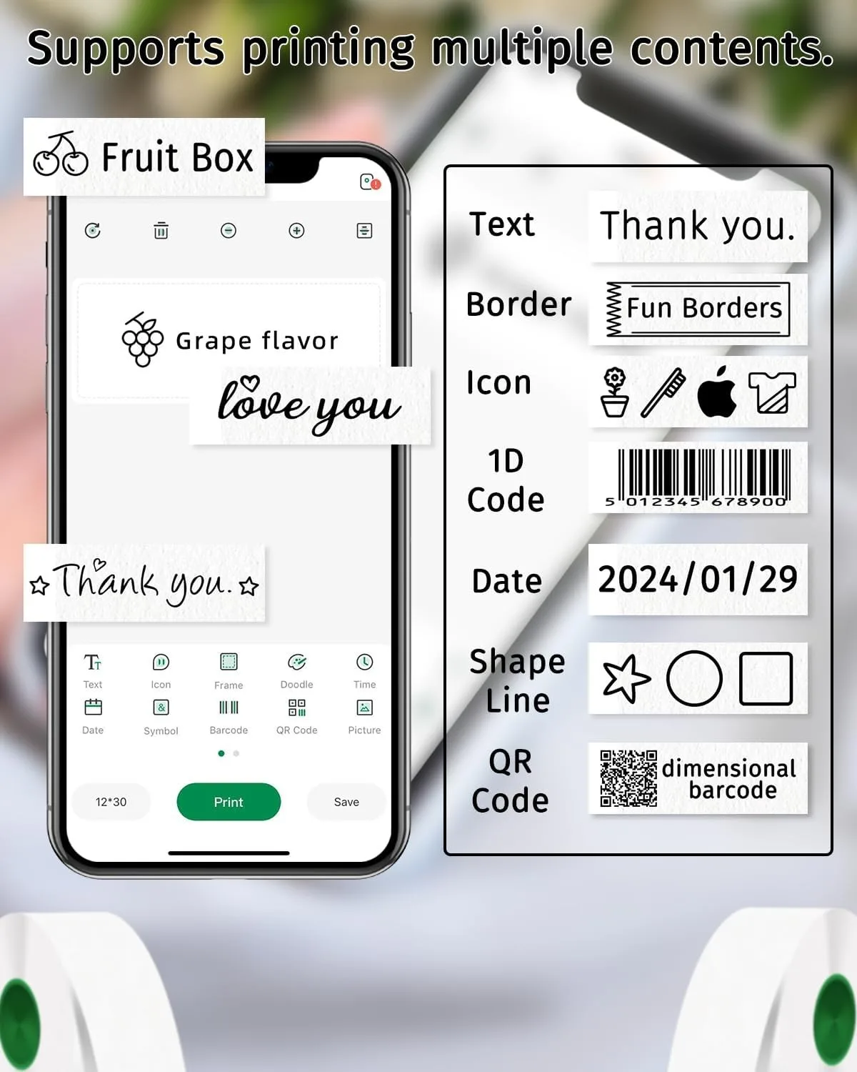 Marklife 15*30mm Label Paper Roll White Adhesive Sticker for Marklife P15 P12 M1 Q30 Q30S Label Printer 200PCS/ROLL Label Tape