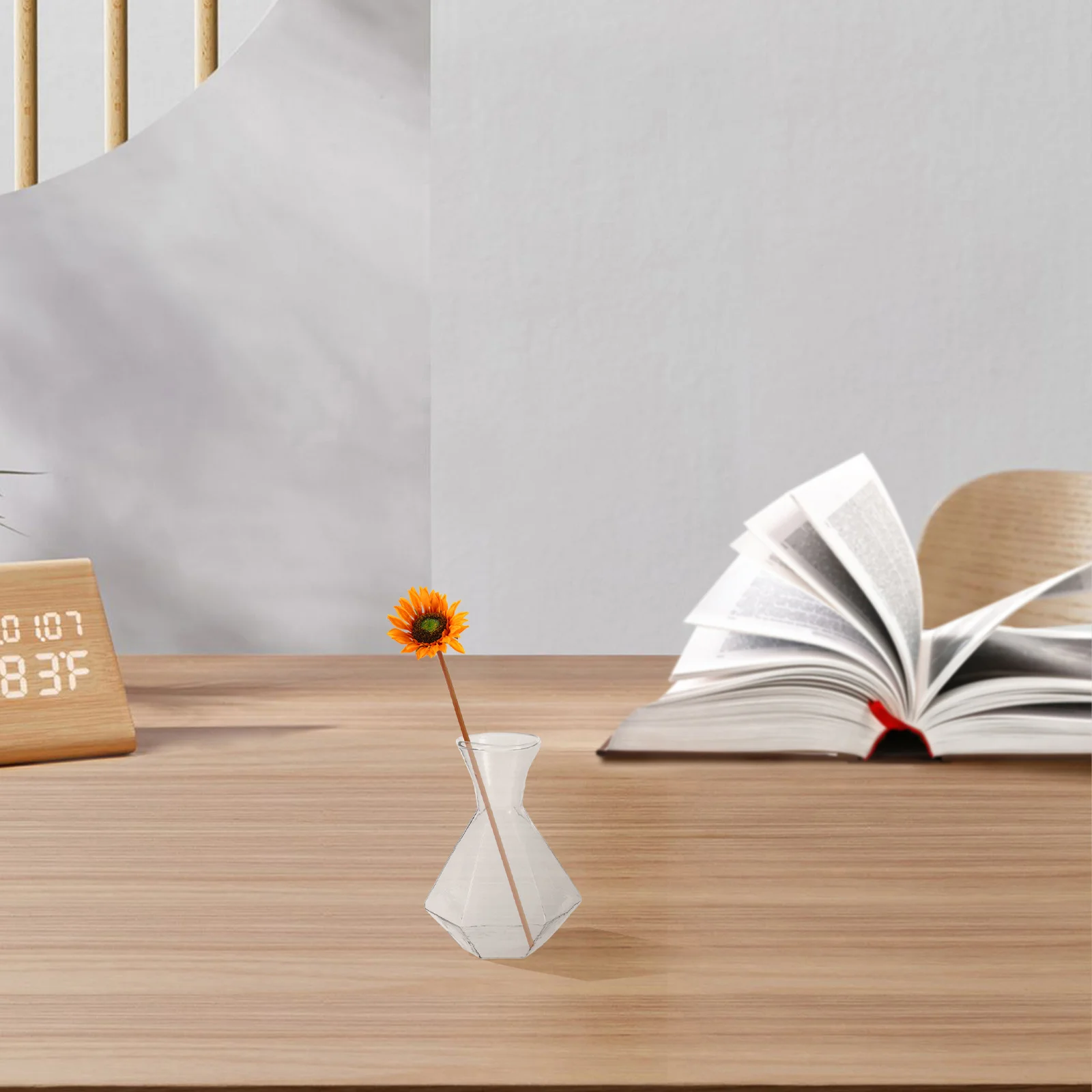 

2Pcs Unique Glass Vase High Borosilicate Transparent Home Office Table Centerpiece Flower Plant Holder