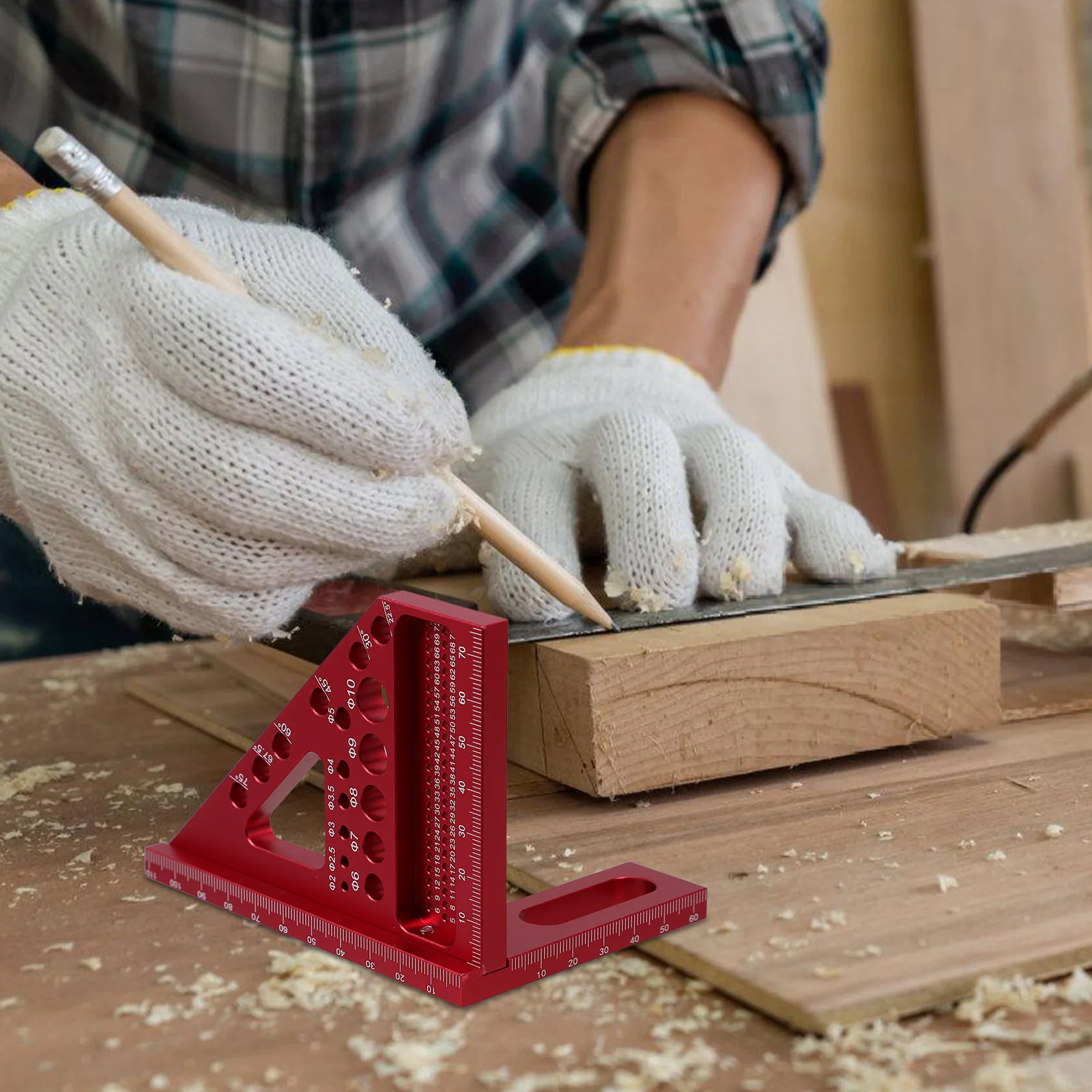 Woodworking Measuring Tools Aluminum Alloy Triangle Ruler Carpenters Square Edge Scale Multifunctional Precision Marking Tool