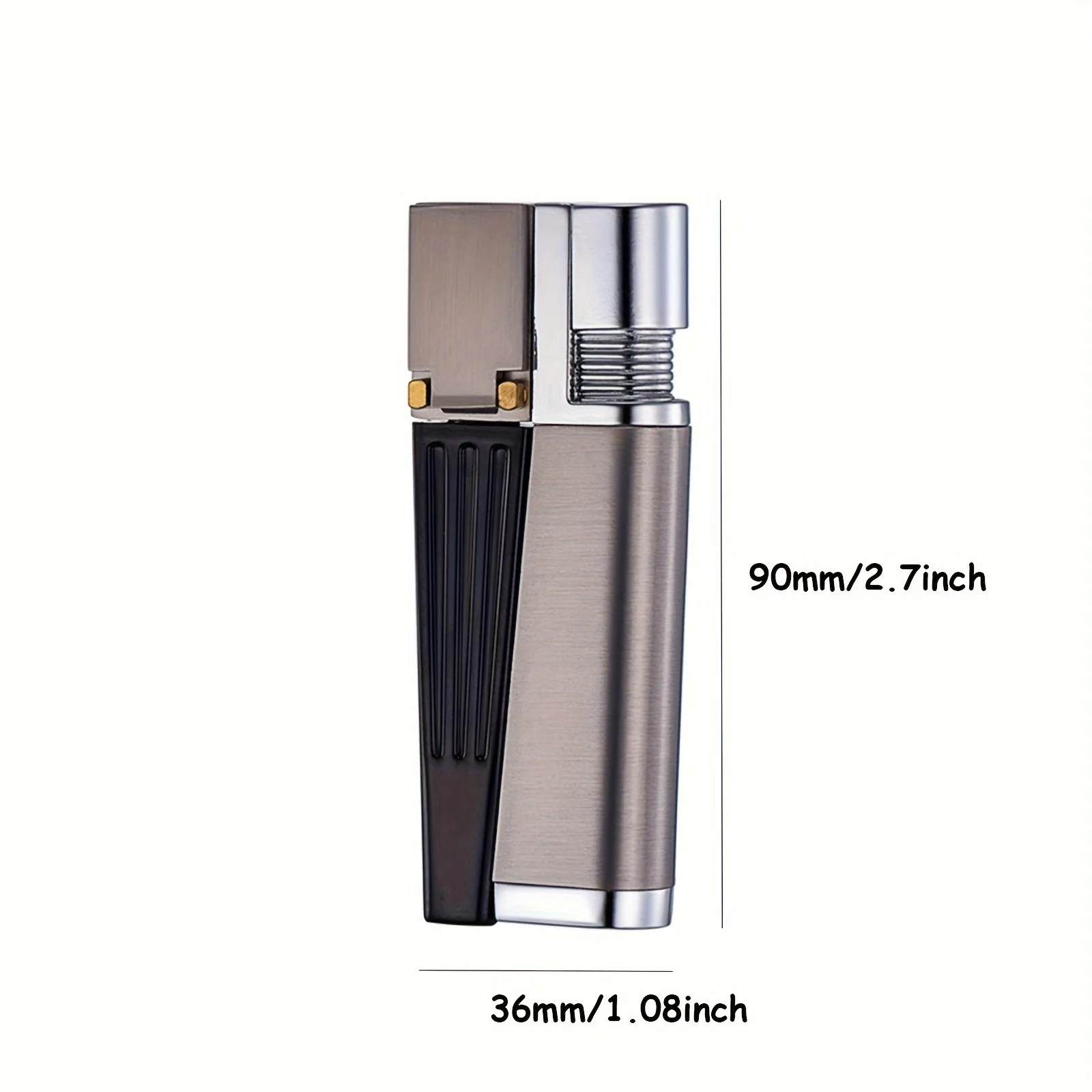 Portable 2 in 1 Metal Lighter Combo Set with Tube Foldable Lighter Open Soft Flame Multipurpose Men Smoking Gadget (Fuel Free)