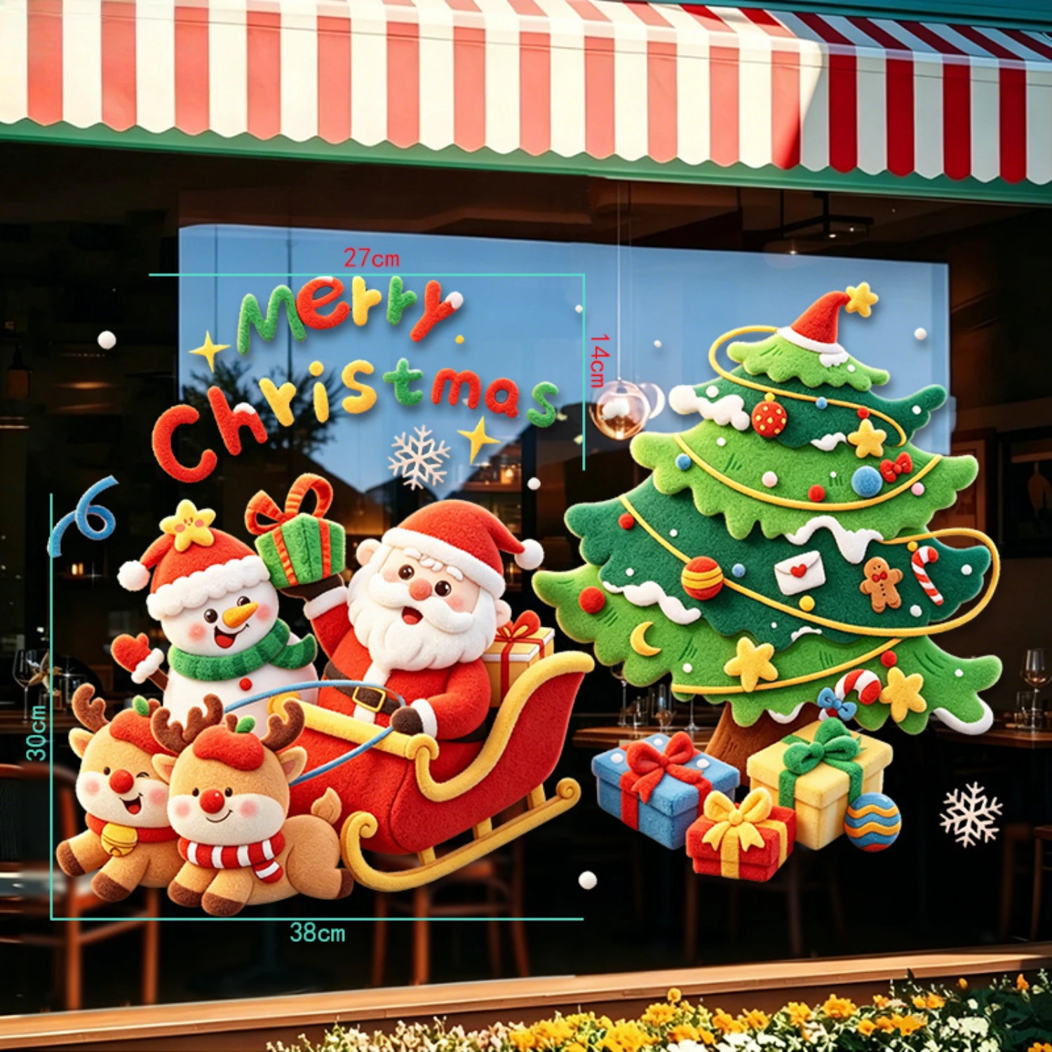 Pegatinas de Navidad para Ventanas y Paredes, Adhesivos de Papá Noel, Decoración Navideña para el Hogar