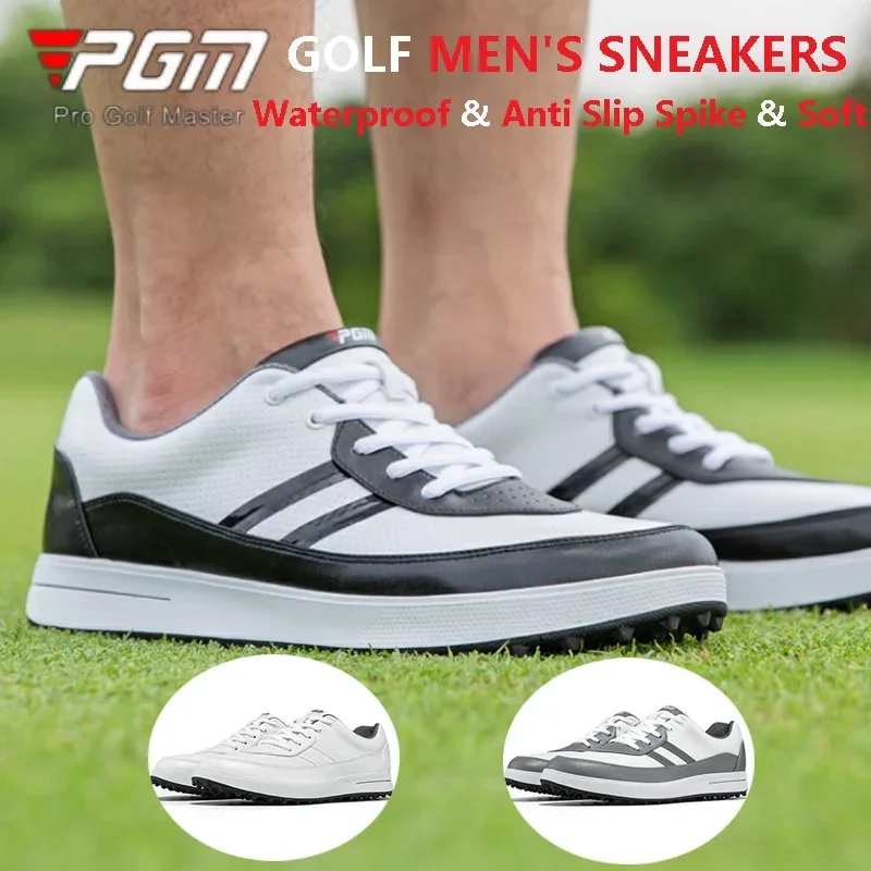 

PGM Men Waterproof Golf Shoes Male Anti Slip Spike Golf Sneakers Men Microfiber Leather Lace-up Sport Shoes Training Footwear