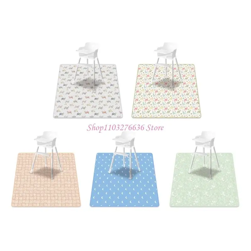 

R6FD Toddler Play Mat Lightweight and Water Proofing High Chair Floor Pad for Feeding and Crawling Time Size 130x130cm