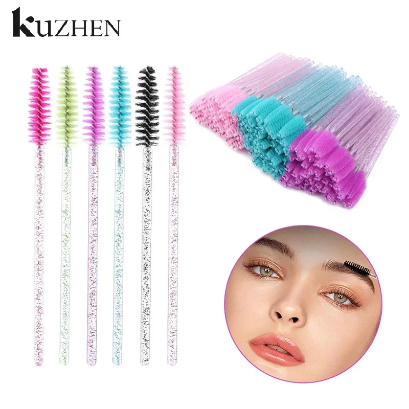 Disposable Crystal Eyelashes Brush Comb 50/100Pcs Eye Lashes Extension Mascara Wands Makeup Professional Makeup Beauty Tool