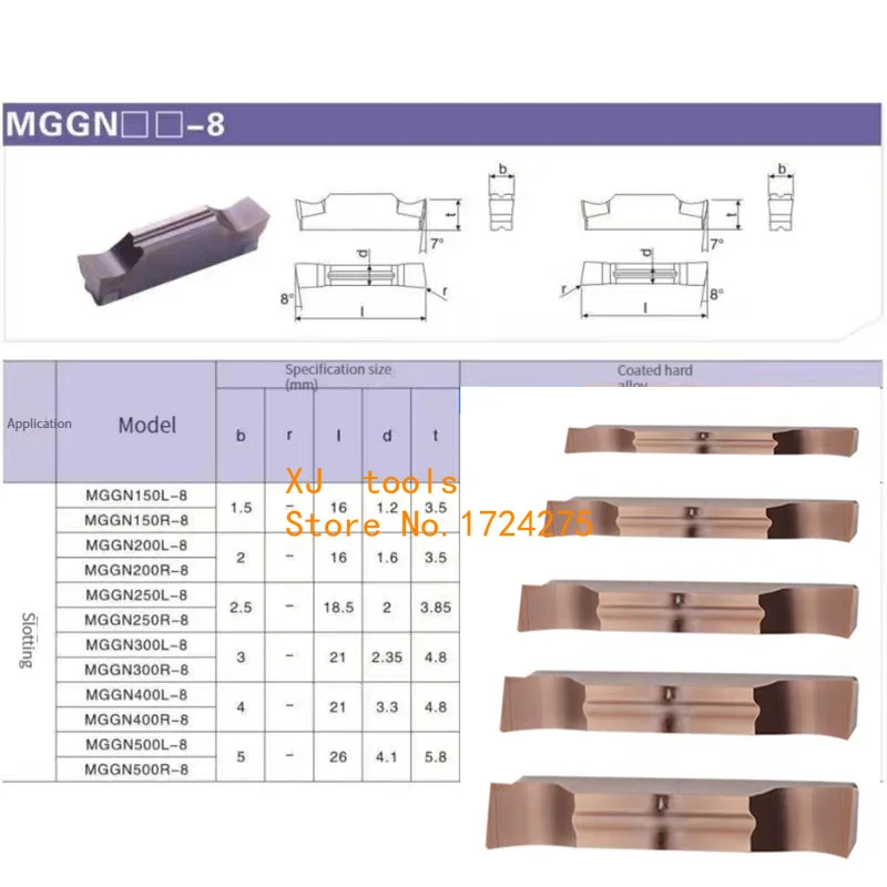 Insertos de carburo de corte para acero inoxidable, MGGN150/MGGN200/MGGN250/MGGN300/MGGN400/MGGN500 R L JM, 10 Uds.