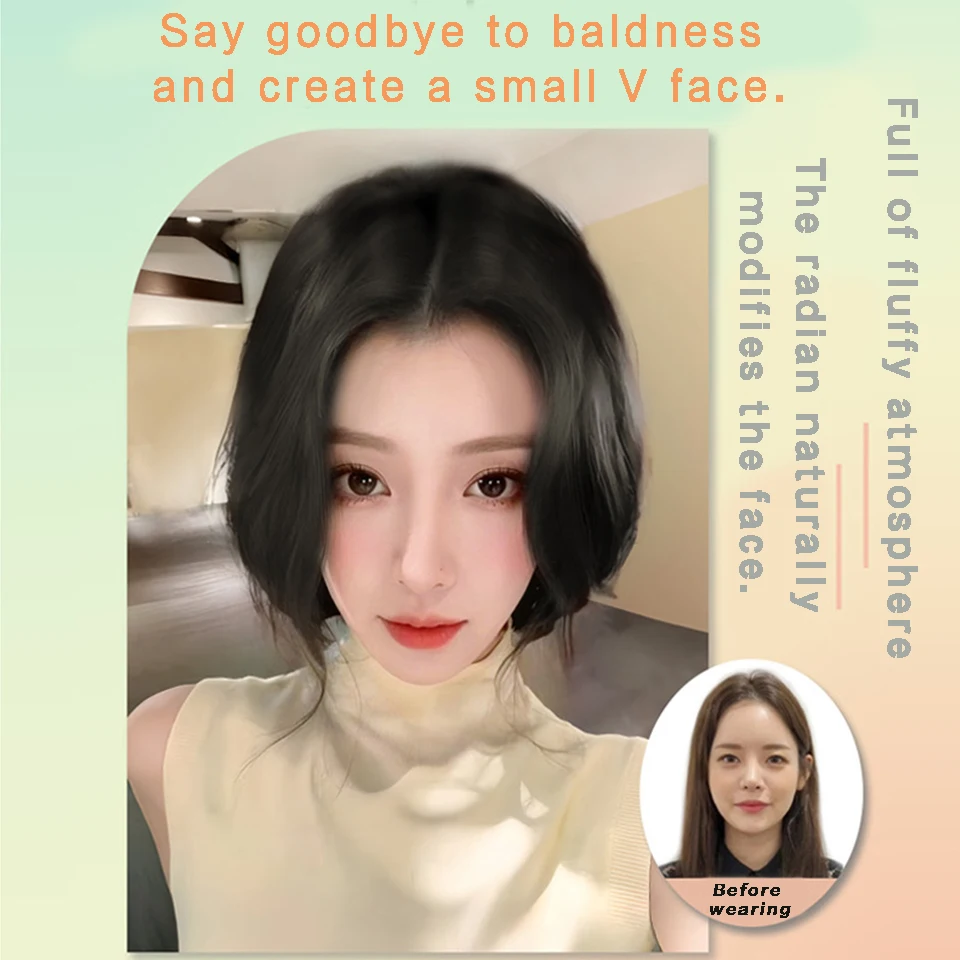 Synthetic Bangs Wig Piece S-Shaped French Bangs Fluffy High Skull Top Naturally Invisible And Comfortable To Wear.