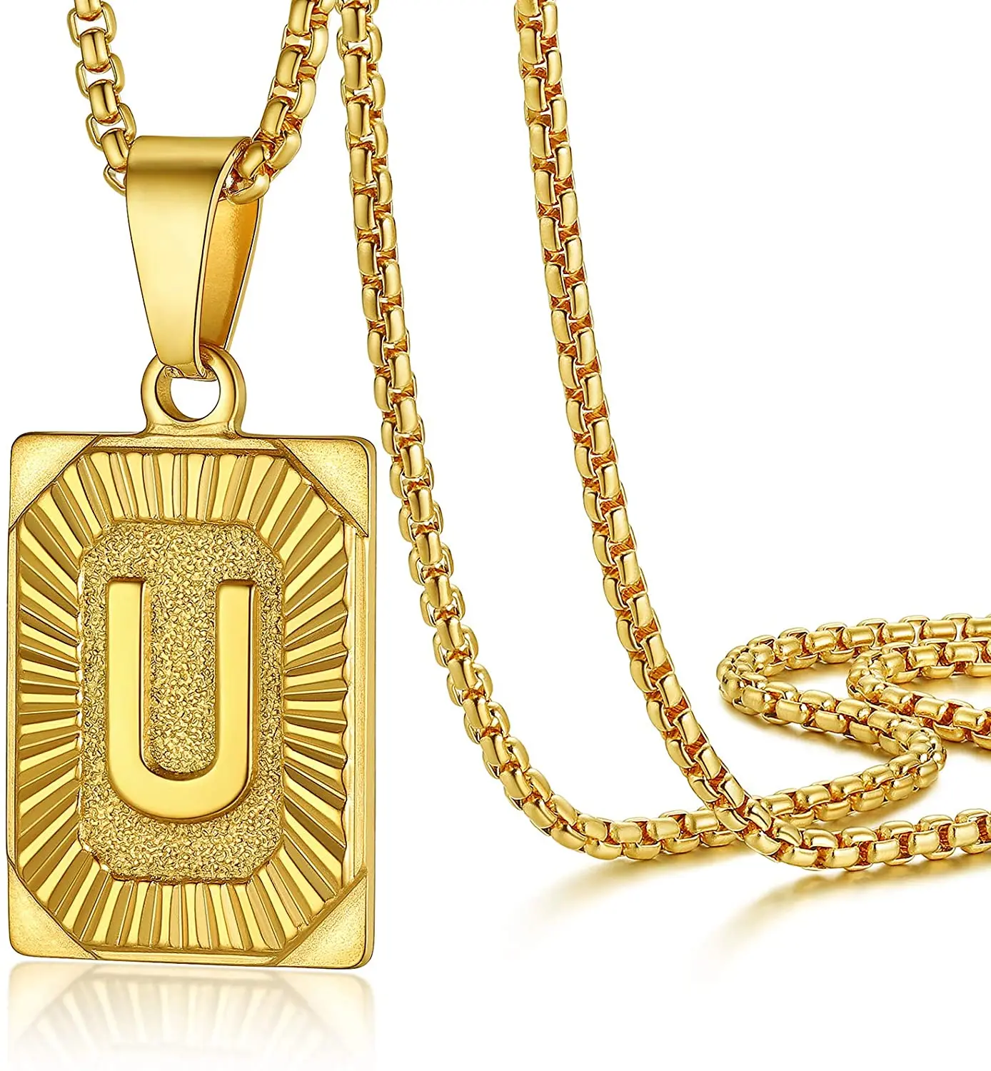 Stainless Steel 26 Letter Pendant Necklace for Men Women Clavicle Fine Luxury Box Chain Waterproof DIY Jewelry YS379