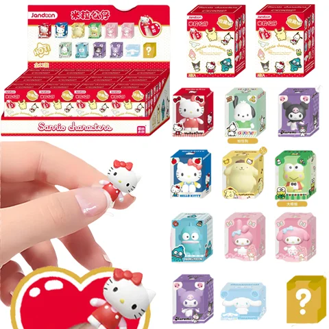 JANDOOM Sanrio Kuromi Hello Kitty Pochacco Cinnamoroll Melody Anime Figure Rice Grain Doll Peripheral Model Blind Box Toys Gifts