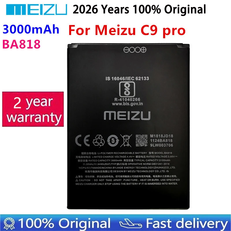 

3000 мАч 100% оригинальный аккумулятор Meizu для Meizu c9 pro c9 pro BA818, аккумулятор для мобильного телефона, быстрая доставка
