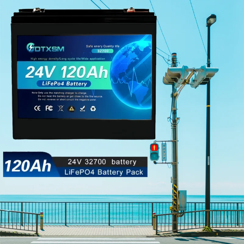 

LiFePO4 32700 24V 100AH/120AH battery has a built-in 100msrv rechargeable Ferrous lithium phosphate solar off-grid battery.