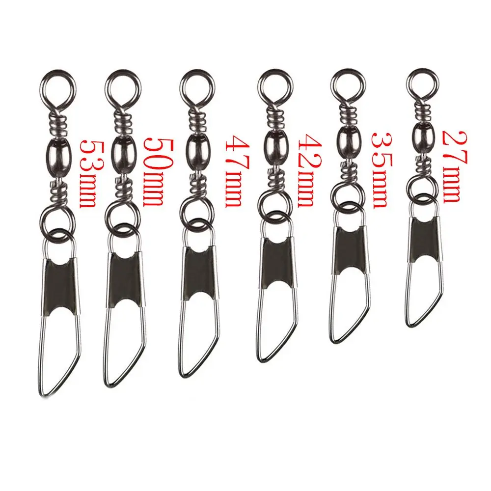 50PCS Durable Stainless Steel Swivel Solid Rings Fishing Pin Line Connector With Interlock Snap Tackle Fishing Accessories