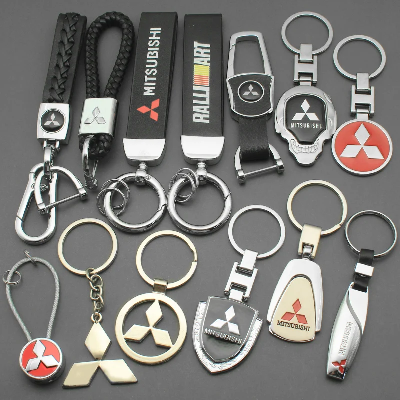 3D Metal Leather Woven Car Styling Emblem Keychain Key Chain Rings For Mitsubishi ASX Lancer 9 Pajero Outlander 3 EX Accessories