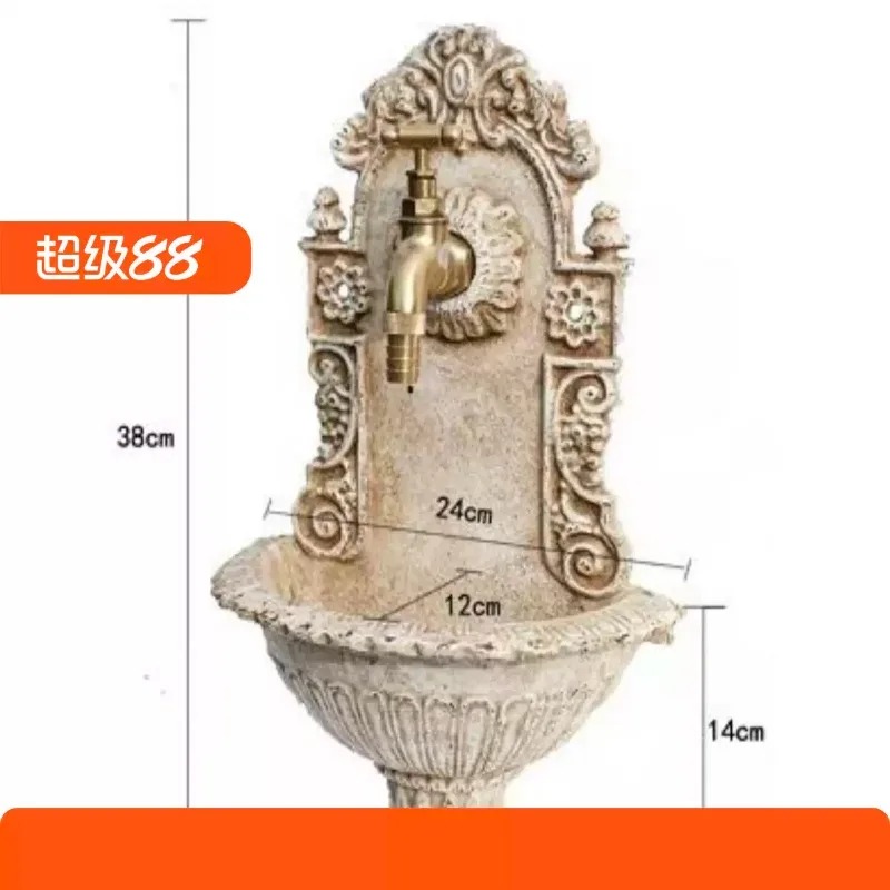 High‑End Cast‑Iron Wall‑Mounted Sink Vintage Garden Courtyard Washbasin,Weather‑Resistant Wall Ornament For Backyard Patio Decor