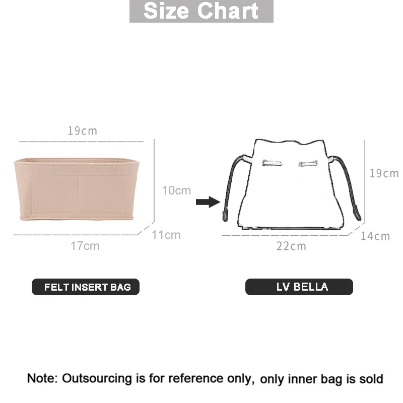 EverToner Fits For LV BELLA Bucket Bag Felt Cloth Insert Bag Organizer Makeup Handbag Travel Inner Purse Cosmetic Bags Liner